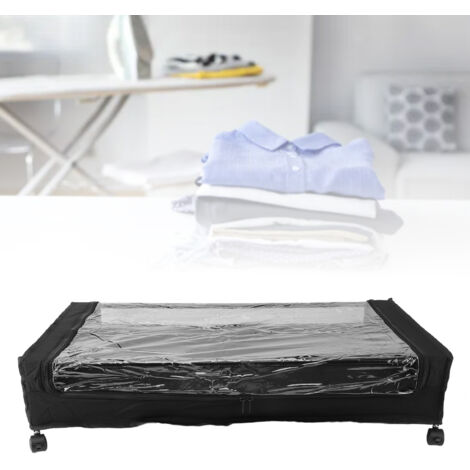 Coffre de rangement sous lit avec roues et fenêtre transparente - Capacité XL pour livres et vêtements - Noir - 80x43.5x16cm