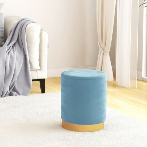 Coffre de Rangement - Tabouret avec Espace de Rangement rond Bleu clair Velours BV672182 - BonneVie