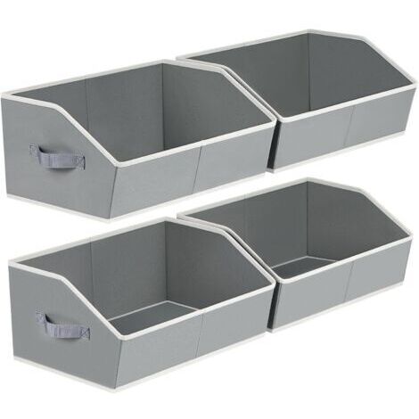 Coffre de rangement trapézoïdal gris 422820cm 4 paniers de rangement pliables pour ranger vêtements, livres et couvertures
