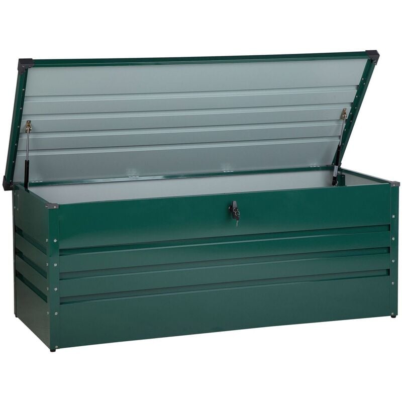 Beliani - Coffre de Rangement Extérieur 165 x 70 cm 600 Litres en Acier Galvanisé Vert Idéal pour les Accessoires de Jardin Durable et Décoratif