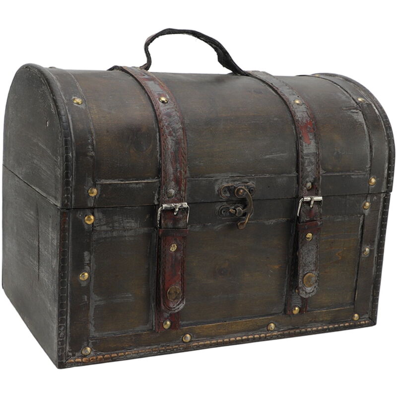 Coffre de rangement vintage en bois, coffre au trésor, grande boîte à souvenirs décorative, coffre à bijoux, coffre à bibelots, conteneur de