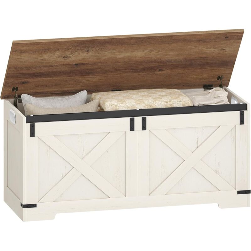 Banc de rangement 40 x 109 x 48,5 cm – Panneau de particules – Capacité de charge 150 kg – Charnières stables – Pieds antidérapants