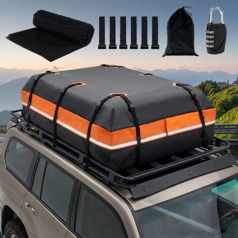 Coffre de Toit de véhicule Étanche Sac de Toit Voiture pour Voyage Résistant aux Intempéries avec Tapis Antidérapant, 6 Crochets de Porte et Cadenas à Combinaison, 600L PVC