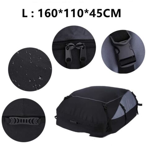 Coffre de toit de voiture, coffre de toit de voyage de grande capacité, coffre de toit pliable 600D, L: 160x110x45CM