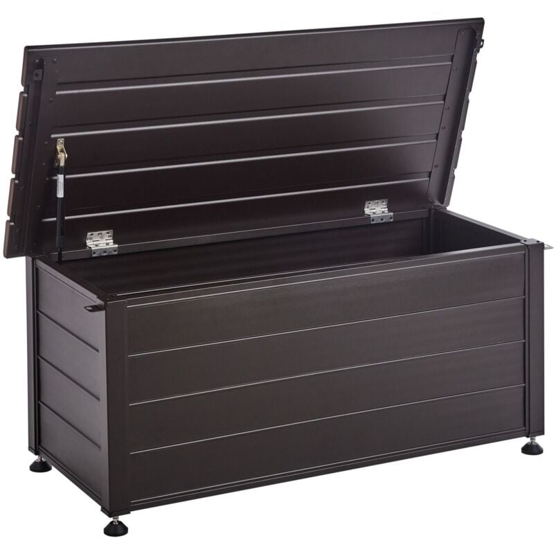 Beliani - Coffre d'Extérieur de Rangement en Aluminium 113 x 50 cm Meuble de Jardin Brun Foncé Campalto