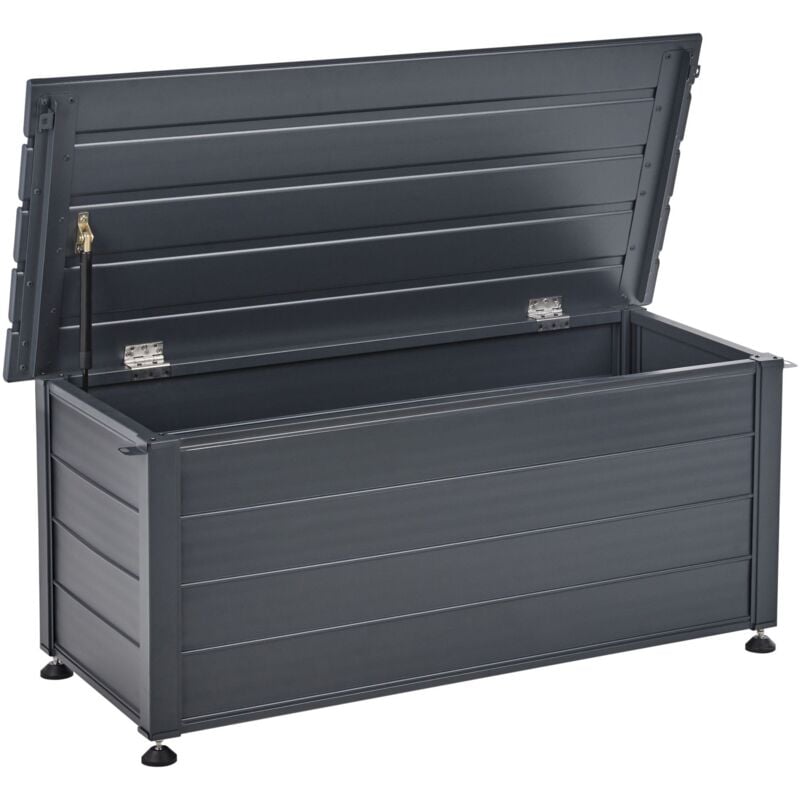 Beliani - Coffre d'Extérieur de Rangement en Aluminium 113 x 50 cm Meuble de Jardin Gris Foncé Campalto