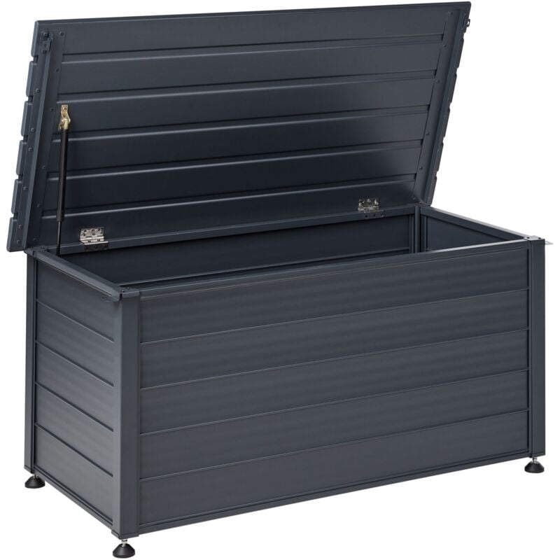 Beliani - Coffre d'Extérieur de Rangement en Aluminium 123 x 60 cm Meuble de Jardin Gris Foncé Campalto
