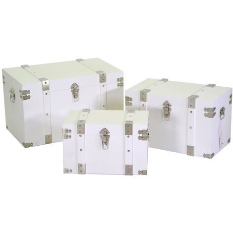 Coffre en bois 1-3 blanc rectangulaire