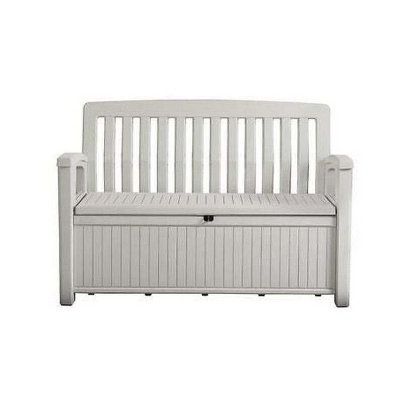 Iperbriko - Coffre en résine finition effet bois Banc de patio blanc 132,7x61,2xh.89 cm