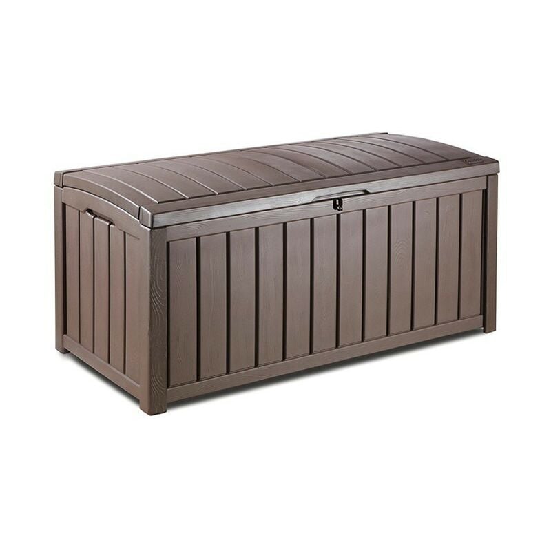 Coffre en résine effet bois marron glenwood couvercle cadenassable 128x65xh.61 cm
