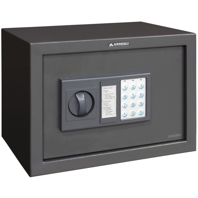 Arregui - Class T20EB Coffre-fort en acier avec serrure électronique, clavier à code programmable, coffre-fort de sécurité pour la maison, avec clé