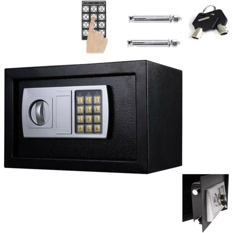 Coffre-fort 31x20x20cm coffre-fort électronique, serrure à combinaison électronique double boulon en acier matériel de montage coffre-fort pour meubles 8,5 L Noir