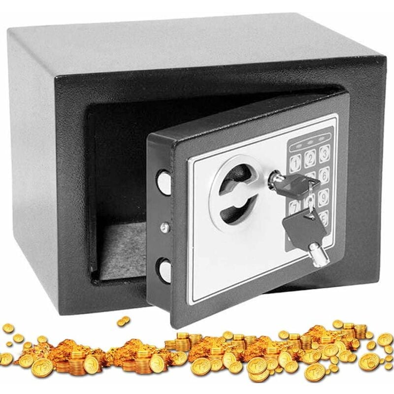 Dayplus - Coffre-Fort 4,6L, Petite Coffres forts électroniques avec 2 Clés d'urgence et Clavier Numérique 23cmx17cmx17cm