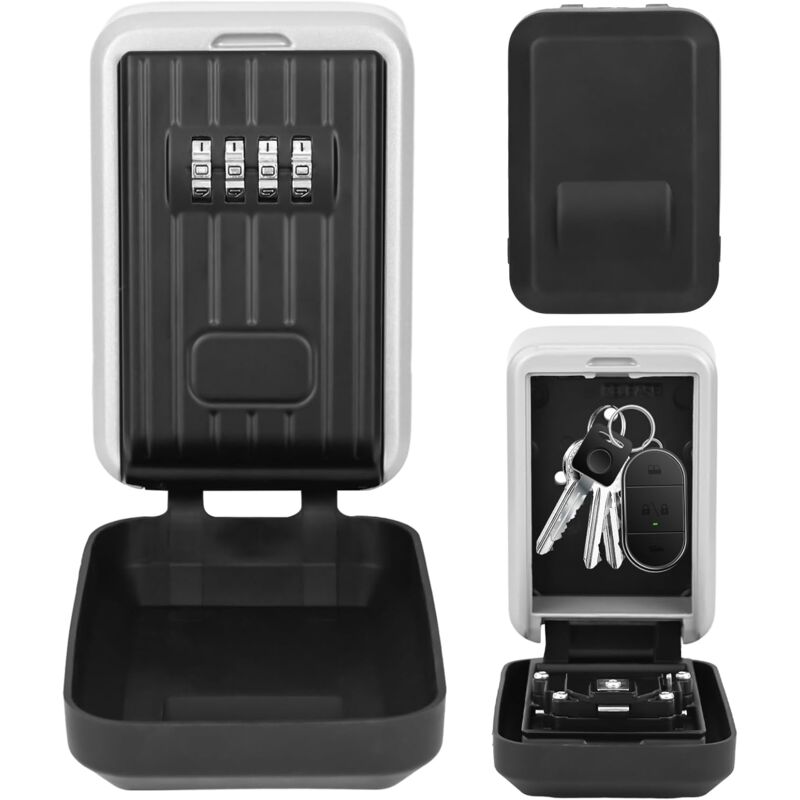 Coffre-fort à clé extérieur à combinaison à 4 chiffres, coffre-fort à clé de porte avec couvercle étanche, armoire à clés, boîte à clé de sécurité