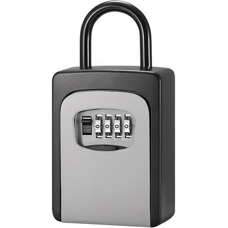 Coffre-fort à clés avec cache anti-poussière pas besoin d'installer un mot de passe à combinaison à 4 chiffres , Gris