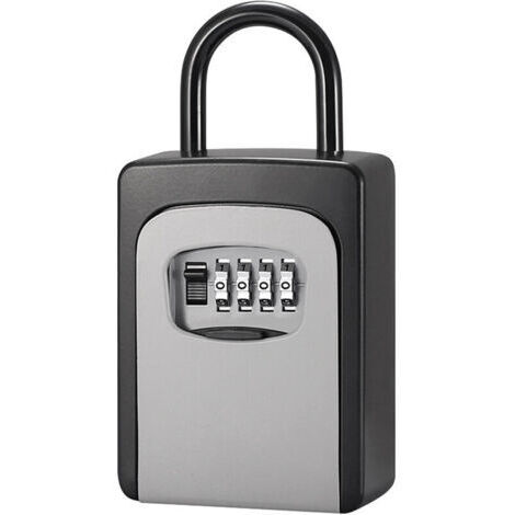 Coffre-fort à clés avec cache anti-poussière pas besoin d'installer un mot de passe à combinaison à 4 chiffres , Gris