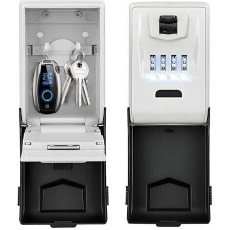 Coffre-fort à clés avec code numérique, grand coffre-fort à clés à 4 chiffres avec code éclairé, coffre-fort à clés étanche et antirouille pour l'extérieur, pour la maison, le bureau,