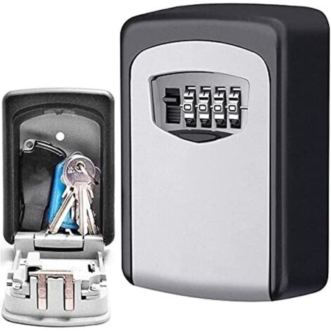 Coffre-fort à clés extérieur, boîte à clés murale avec code à 4 chiffres, porte-clés de sécurité pour 5-AquaForge