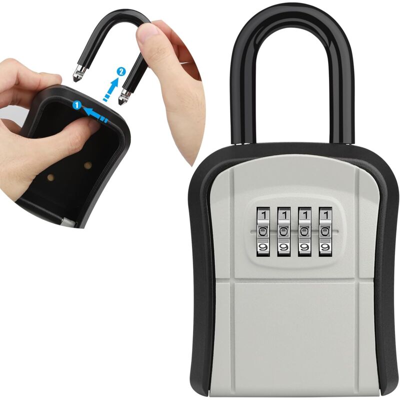 Coffre-fort à clés, [suspendu et mural] Boîte de verrouillage à clé extérieure avec anse amovible Boîte à clés portable étanche, boîte de