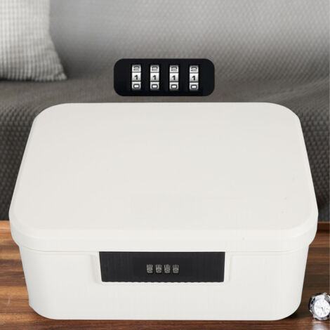 Coffre Fort à Code pour Documents et Archives - Boîte de Stockage Lockable avec Diviseur - ABS, 9L, Blanc, 26.2x22x12.1cm