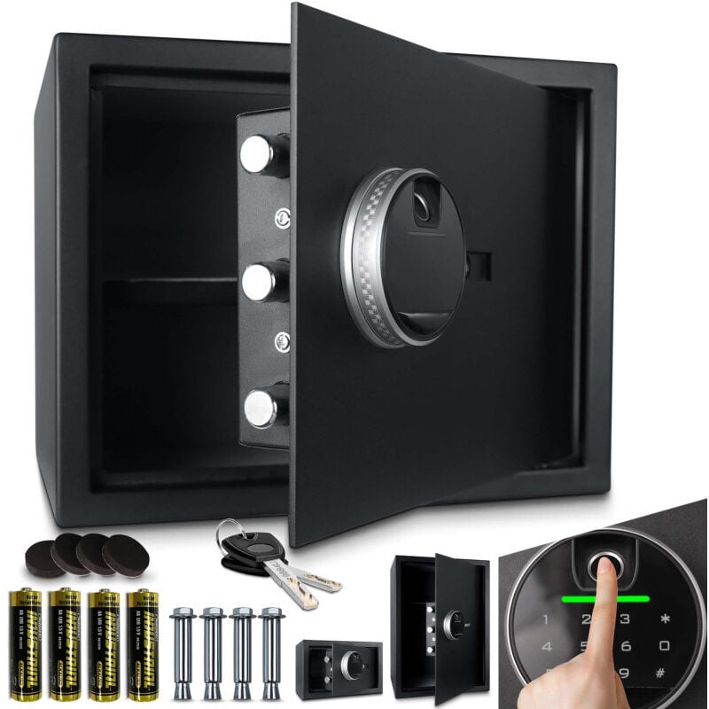 Bb-loisir - Coffre-fort à code,empreinte digitale et clés en acier l 38x30x30 cm