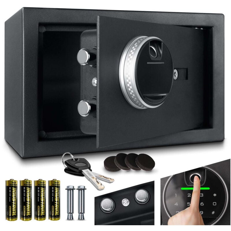Bb-loisir - Coffre-fort à code,empreinte digitale et clés en acier m 31x20x20 cm