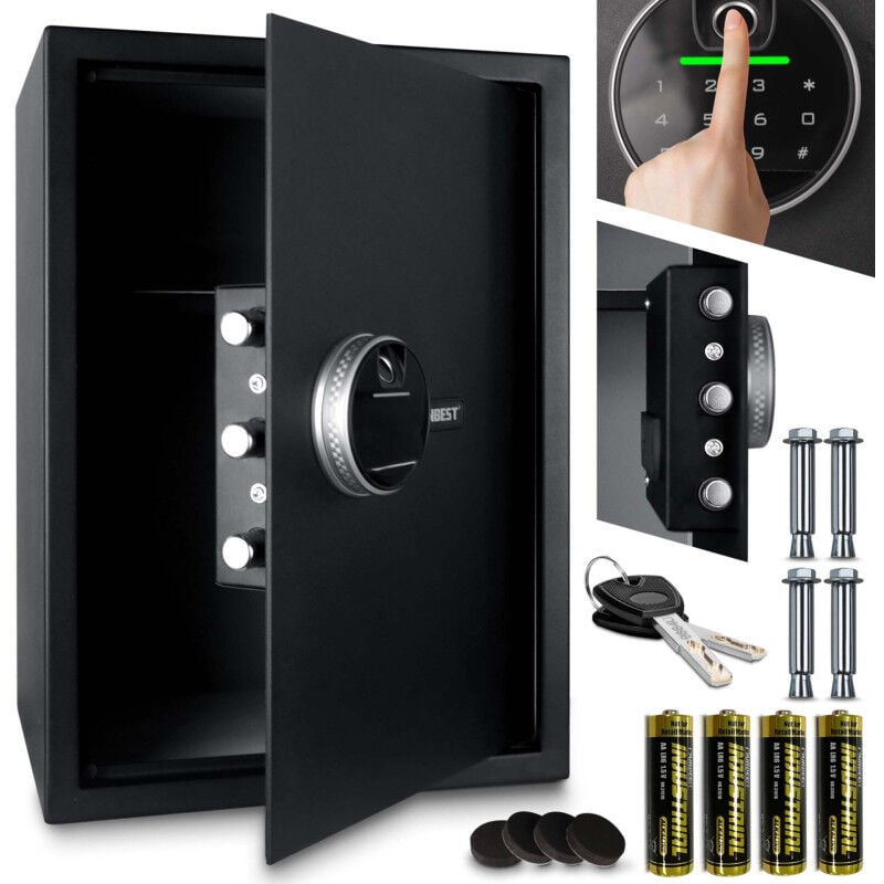 Bb-loisir - Coffre-fort à code,empreinte digitale et clés en acier xl 35x50x31 cm