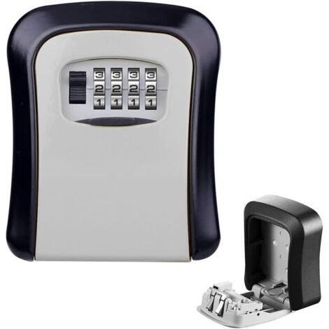 Coffre-fort à combinaison 4 chiffres - Serrure métal étanche - Boîte clés argent