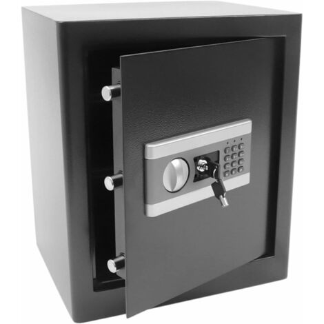 Coffre-fort à combinaison 45L Coffre-fort ignifuge et étanche avec triple verrouillage en acier pour cartes d'identité, documents A4, ordinateurs portables, bijoux, argent liquide, noir