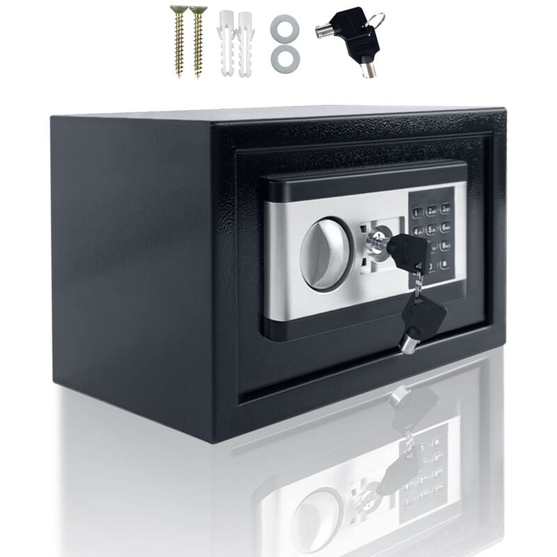 Naizy - Coffre fort à combinaison en Acier 34L Coffre Fort Code Digital avec Clé de Sécurité & Fonctions d'Alarme - Noir+Argent