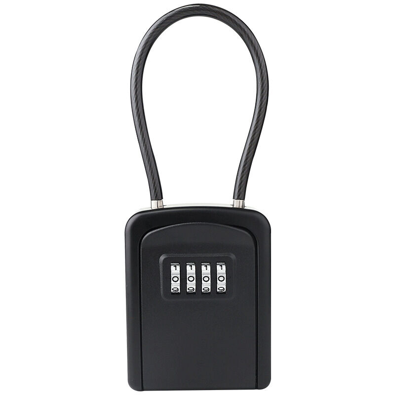 Coffre-fort à combinaison suspendu, boîte de verrouillage portable pour clés d'extérieur, boîte à clés avec anse en câble métallique amovible,