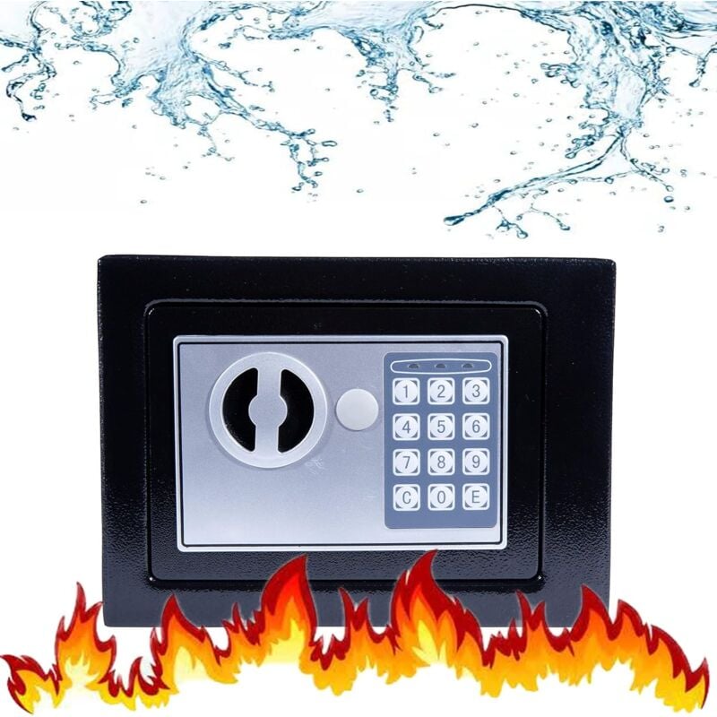 Dayplus - Coffre Fort avec Serrure Électronique, 4,6L Petit coffre-fort pour bureau à domicile, Coffre Fort Mural avec Code pin et 2 Clés d'urgence,
