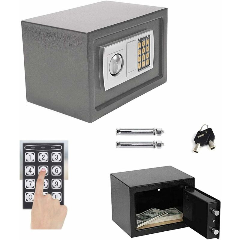 Hsha - Coffre-fort de Securité Numérique électronique, 8,5L-31x20x20cm Coffre Fort Hôtel avec code pin et 2 Clés d'urgence
