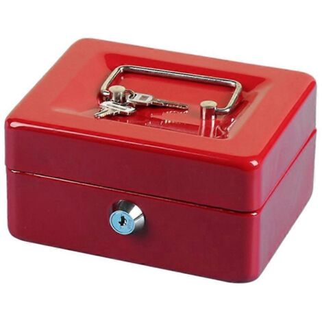 Coffre-fort de sécurité verrouillable pour petite caisse avec fente pour cadenas, rouge--