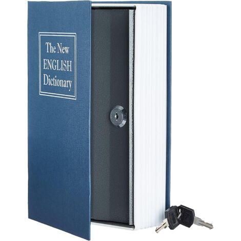 Coffre-fort dissimulé en forme de livre avec clé – Coffre-fort caché – Bleu –
