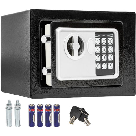 Tectake – Coffre-fort électronique en acier 17 x 23 cm – Code de sécurité programmable – 2,9 kg – Fixation murale avec boulons inclus