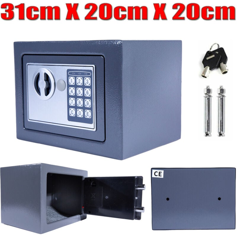 Dayplus - Coffre Fort Electronique Mural+2 Clés+2 Boulons de Fixation Sécurité Maison 8.5L