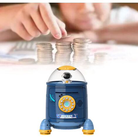 Coffre-Fort Électronique pour Enfants avec Code Secret et Alarme - Tirelire Sécurisée Bleue