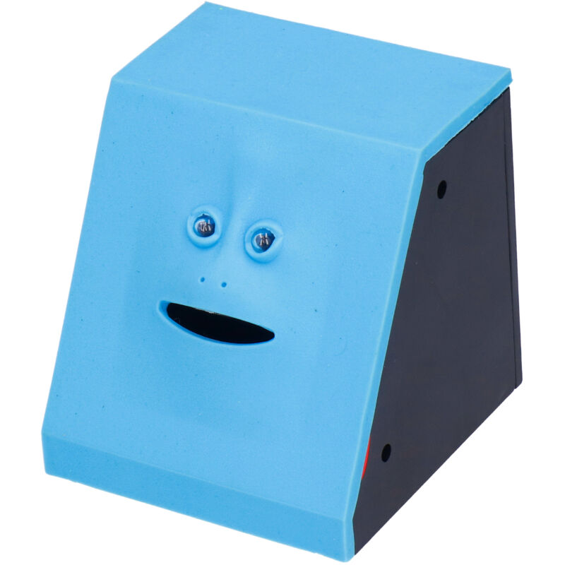 Coffre-fort électronique pour enfants - Distributeur automatique de pièces avec visage amusant - Idée cadeau bleu