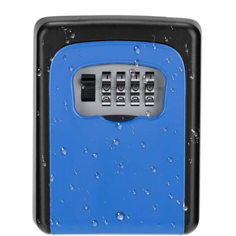 Coffre-fort étanche à clé murale, combinaison à 4 chiffres (bleu)
