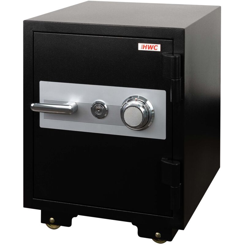 Décoshop26 - Coffre-fort ignifuge double sécurité serrure et code 60x46x47 cm 39l métal noir 040006469