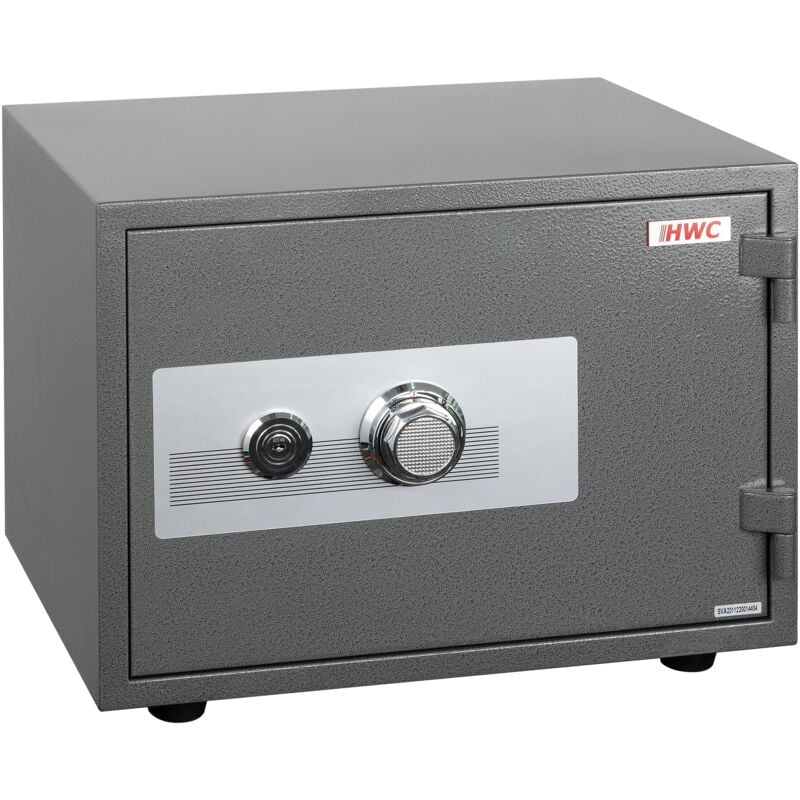 Décoshop26 - Coffre-fort ignifuge double sécurité serrure etcode 38x50x44 cm 19l métal gris 040006462