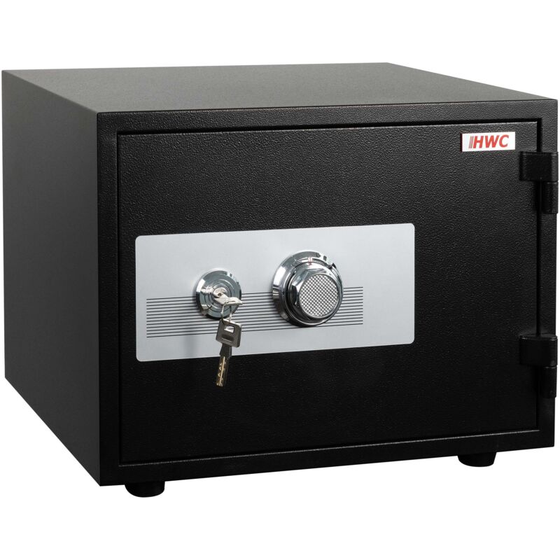 Décoshop26 - Coffre-fort ignifuge double sécurité serrure etcode 38x50x44 cm 19l métal noir 040006463