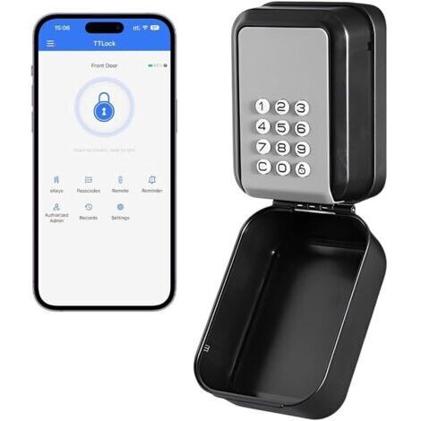 Coffre-fort intelligent à clés avec code numérique extérieur, coffre-fort à clés avec manilles Bluetooth, compatible avec application TTLock et code PIN, boîte à clés avec code numérique de