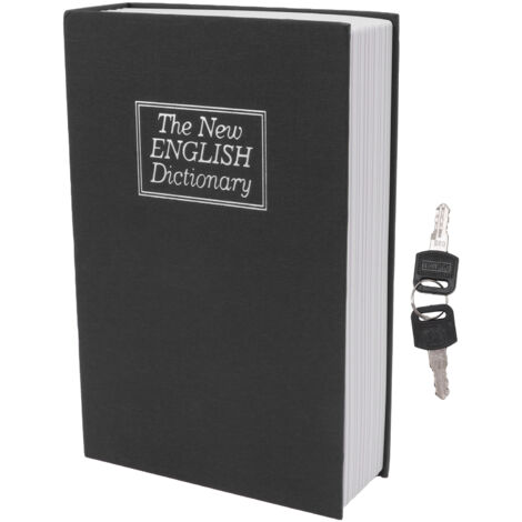 Coffre-fort Livre Sécurisé avec Serrure à Clé, Boîte de Rangement Argent Portable Cadeau d'Anniversaire Noir