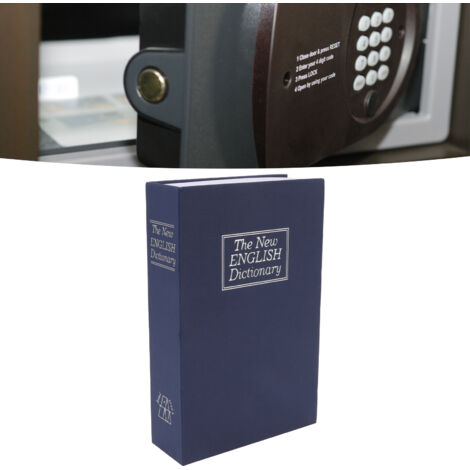 Coffre-fort Livre Simulation pour Cacher Argent et Bijoux, [Sans marque], Boîte Sécurité Portable avec Clé Bleu, Aluminium ABS 808g 160x55x240mm