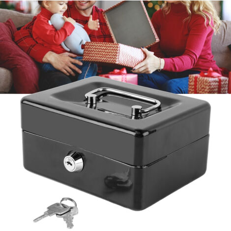 Coffre-fort Métallique Portable avec Serrure à Clé (2 clés incluses) - Mini Safe pour Argent, Documents et Objets de Valeur à la Maison ou en Voiture