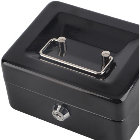 Coffre-fort portable Mini 6in pour argent en acier avec clés - Boîte de sécurité pour bureau et maison - Noir, 15x12x8cm