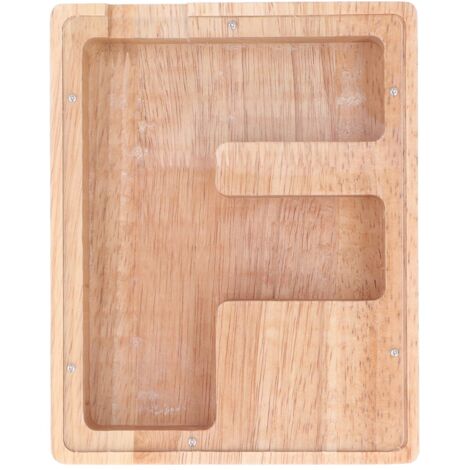 Coffre-fort transparent personnalisé en forme de lettre en bois pour enfants - Tirelire éducative