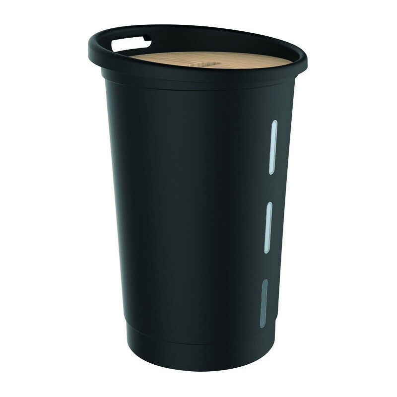 EDA - Coffre à granulés de bois noir 25kg maxi roulettes 39.7x60.5x5